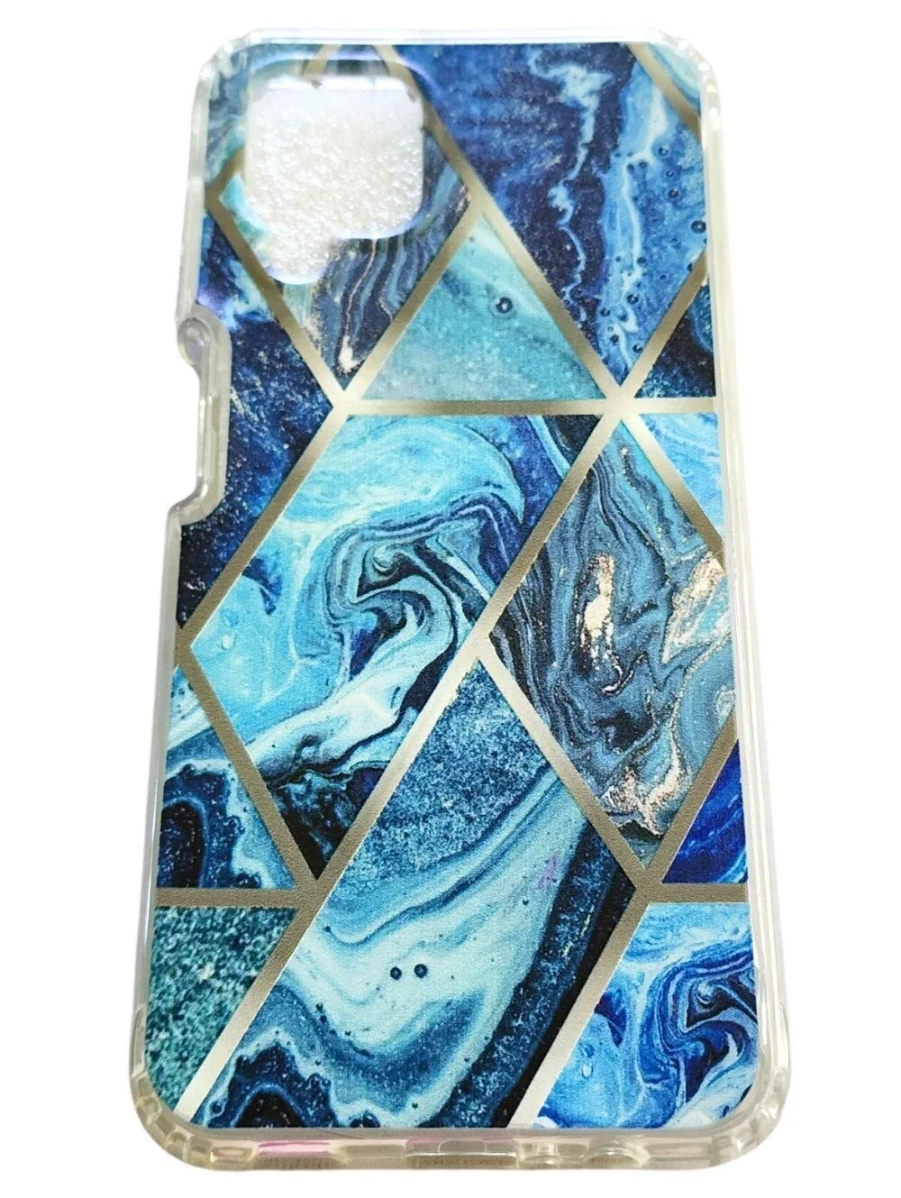 2pc Blue & Purple Geometric Marble Phone Cases For Samsung Galaxy A12